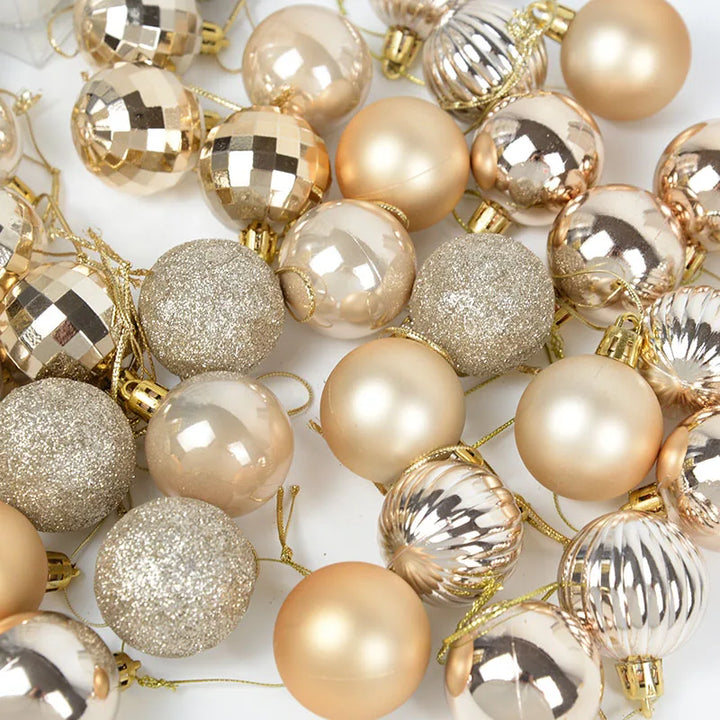 Shimmering Christmas balls in a festive setup