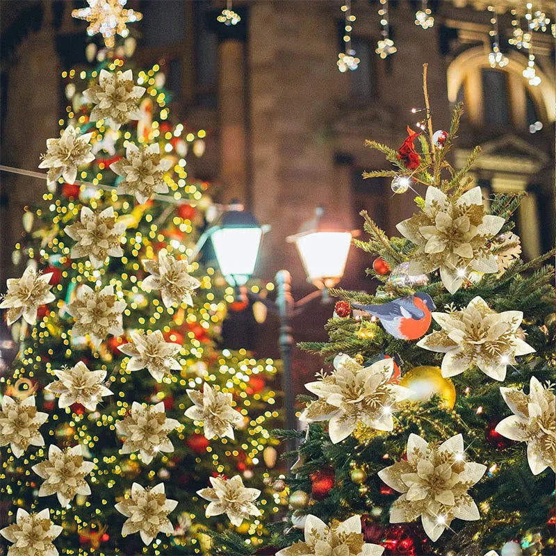 Shimmering poinsettias for DIY Christmas crafts