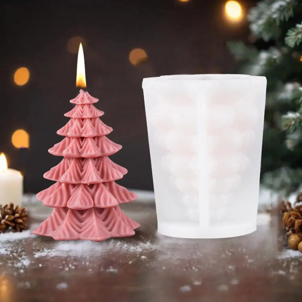 Silicone Candle Mold for Christmas Trees and Snowflakes.