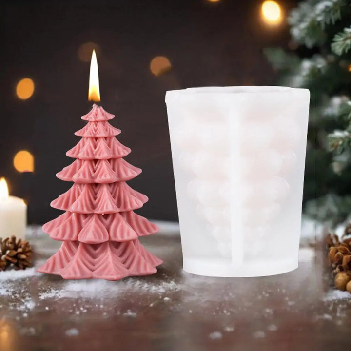 Silicone Candle Mold for Christmas Trees and Snowflakes.