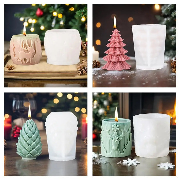 Silicone Candle Mold for Christmas Trees and Snowflakes