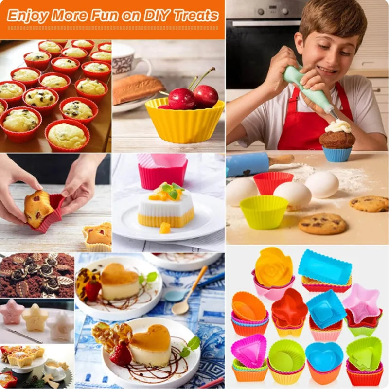 Silicone Muffin Cups for Cake Decoration many shapes 