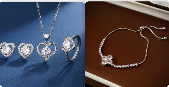 Silver Love Necklace Set