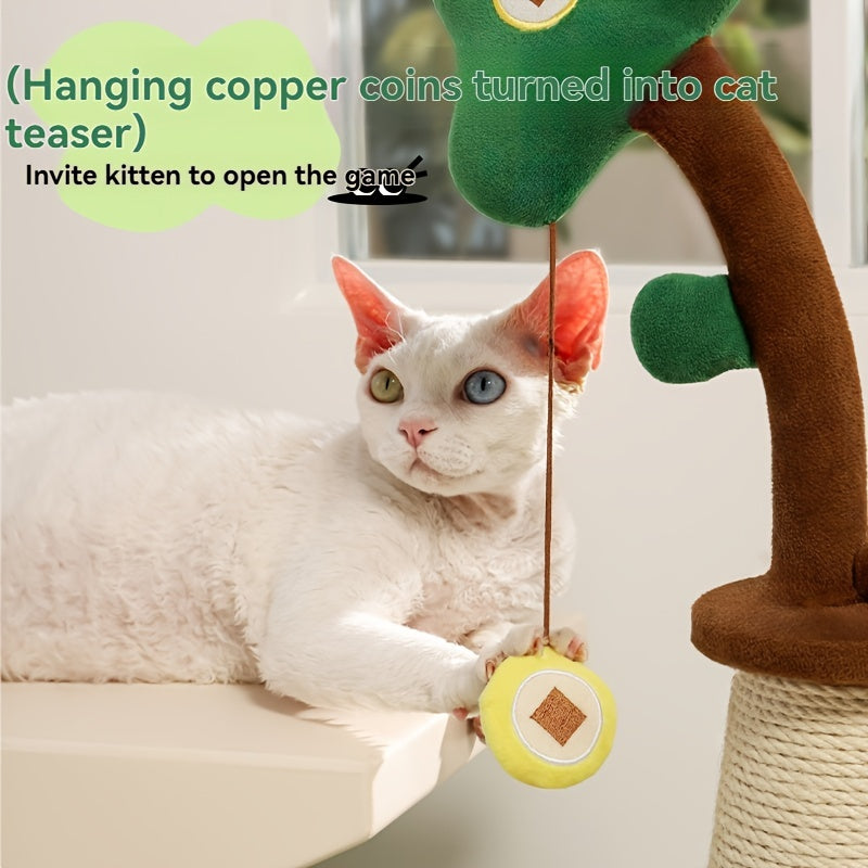 Sisal cat scratching pole with toy