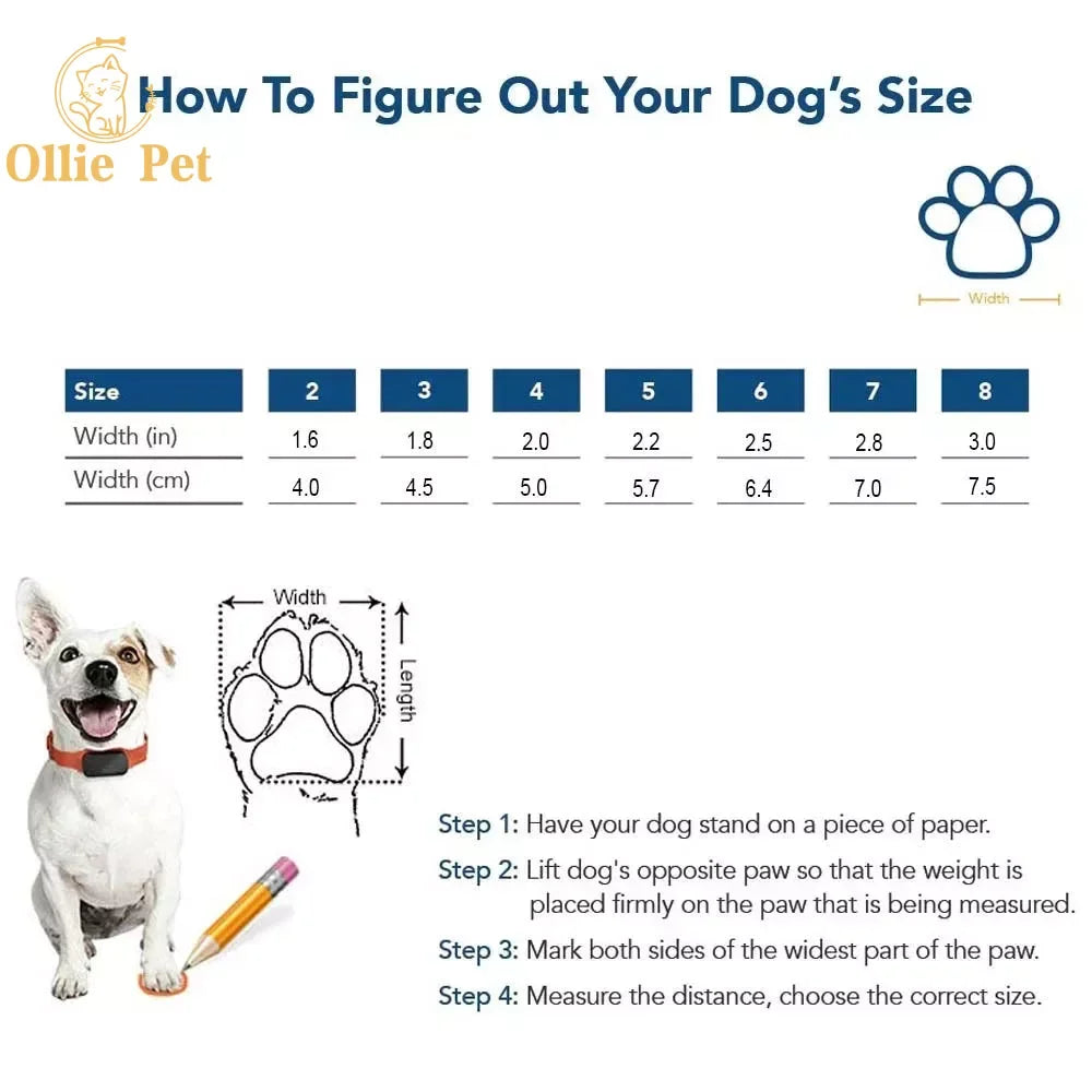 Sizes of Anti-Slip Pet Boots With Reflective Straps