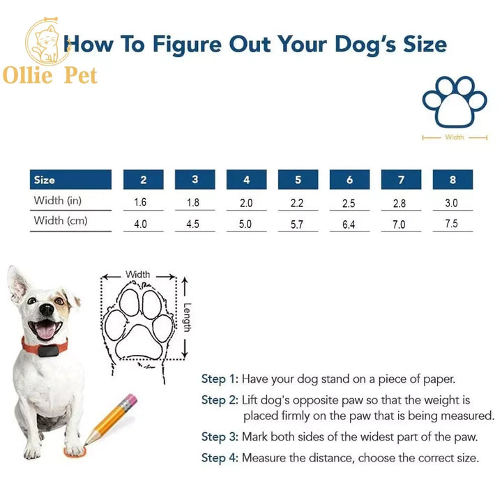 Sizes of Anti-Slip Pet Boots With Reflective Straps