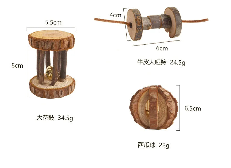 Sizes of Hamster Play and Chewing Wooden Set