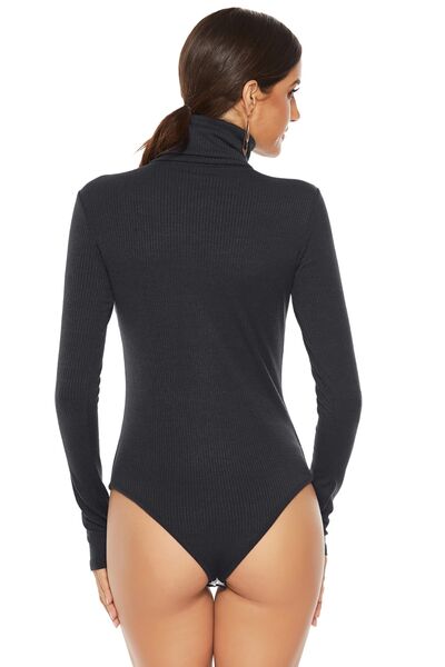 Sleek Long Sleeve Turtleneck Bodysuit back side 
