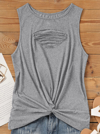 Sleeveless Cutout Neck Tank
