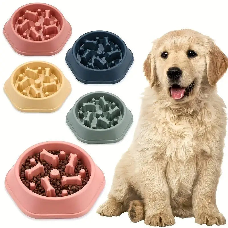 Slow eat dog bowl with anti-choking design