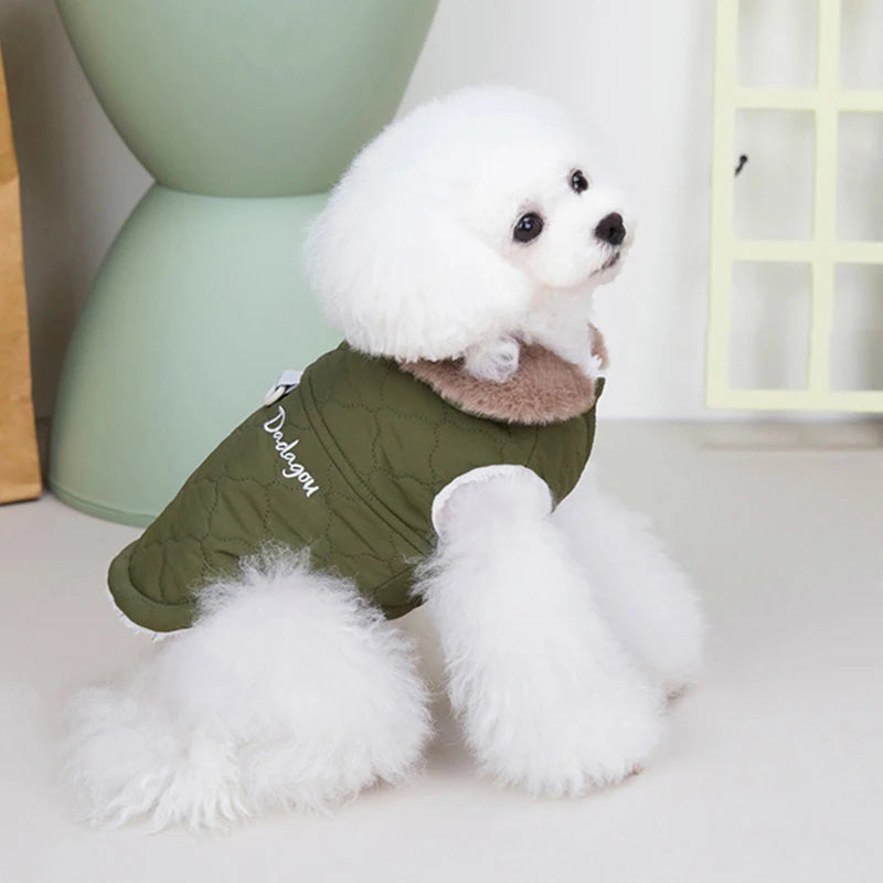 Small Dog Coat with Fur Collar