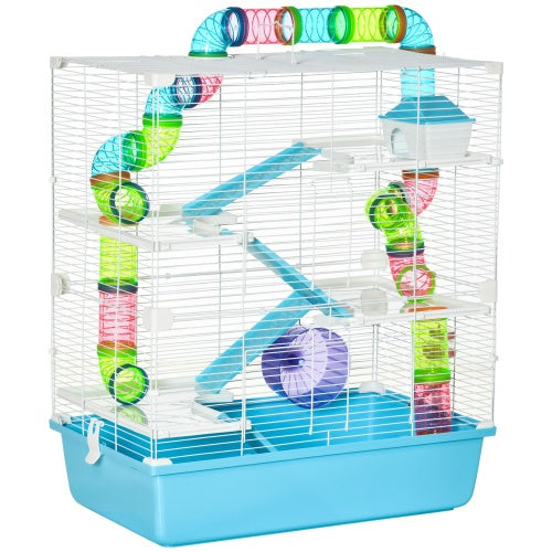 Small pet cage with tunnels