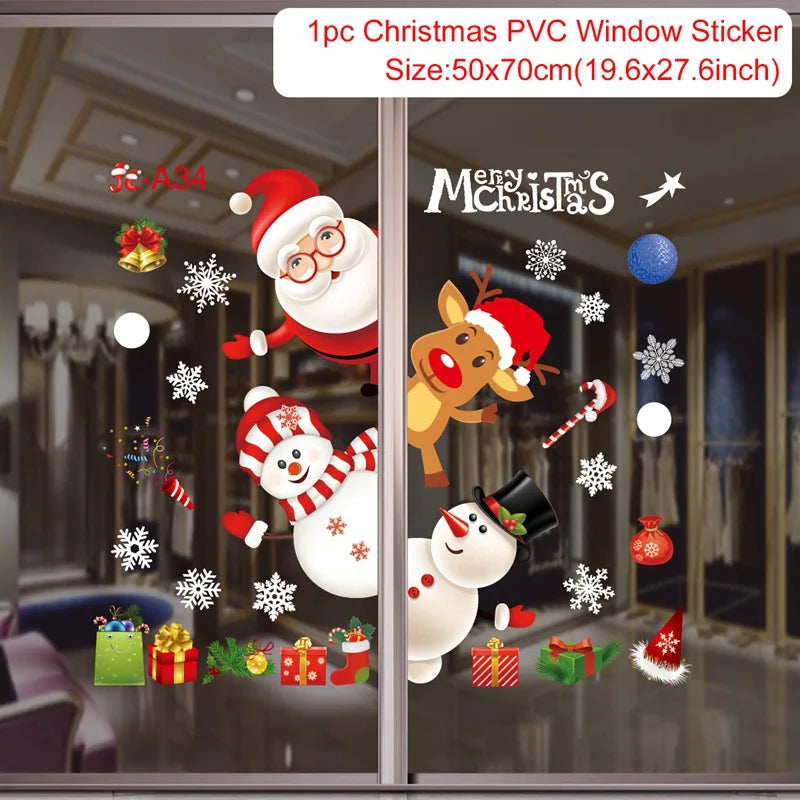 Snowflake and Santa Merry Christmas stickers