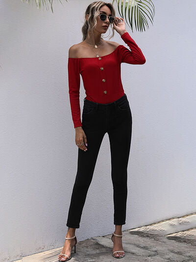 Soft Fabric Off-Shoulder Bodysuit