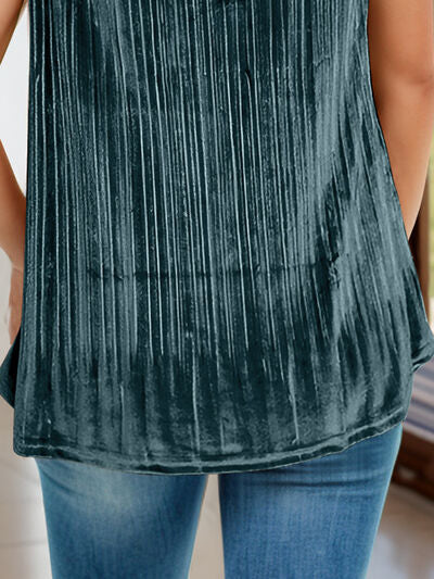 Soft Stretch Lace Detail Tank in blue 
