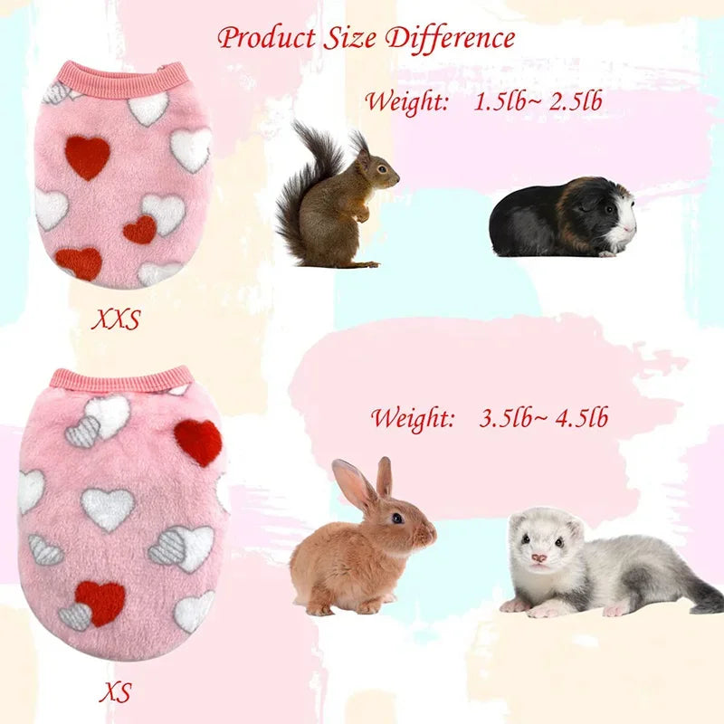 Soft fleece guinea pig vest Product Size Difference