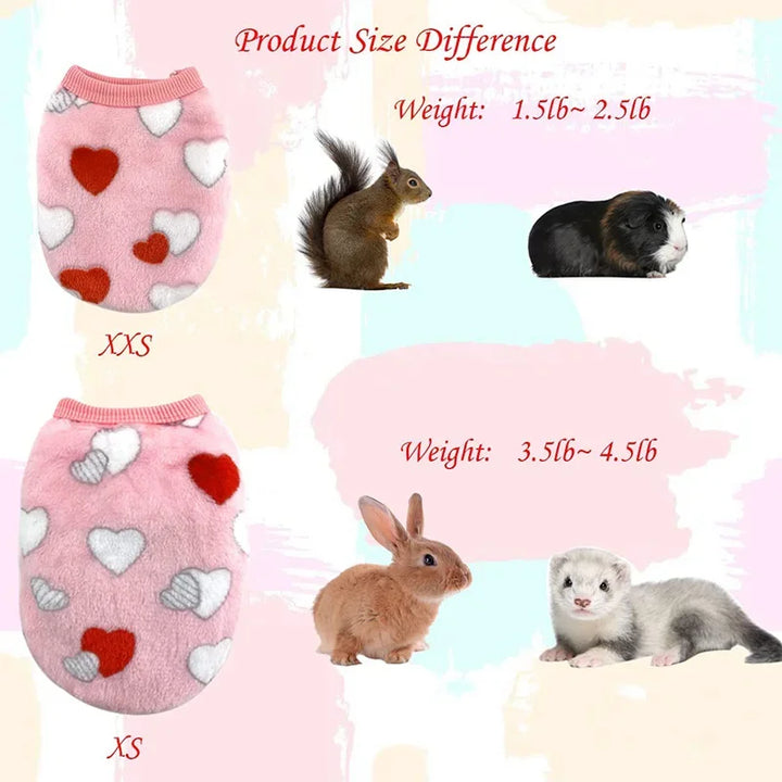 Soft fleece guinea pig vest Product Size Difference