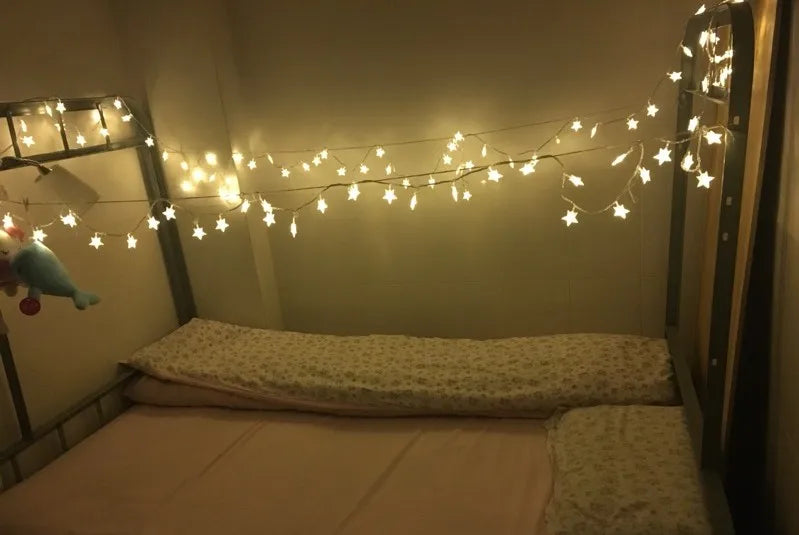 Soft glowing lights in a star pattern