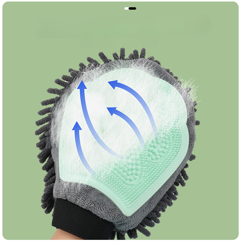Soft pet grooming glove for brushing