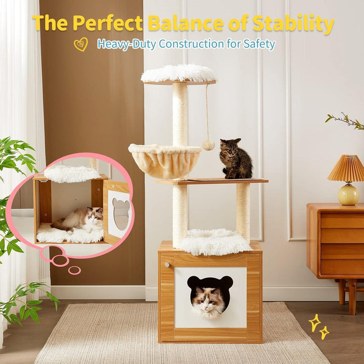 Solid wood cat tree tower