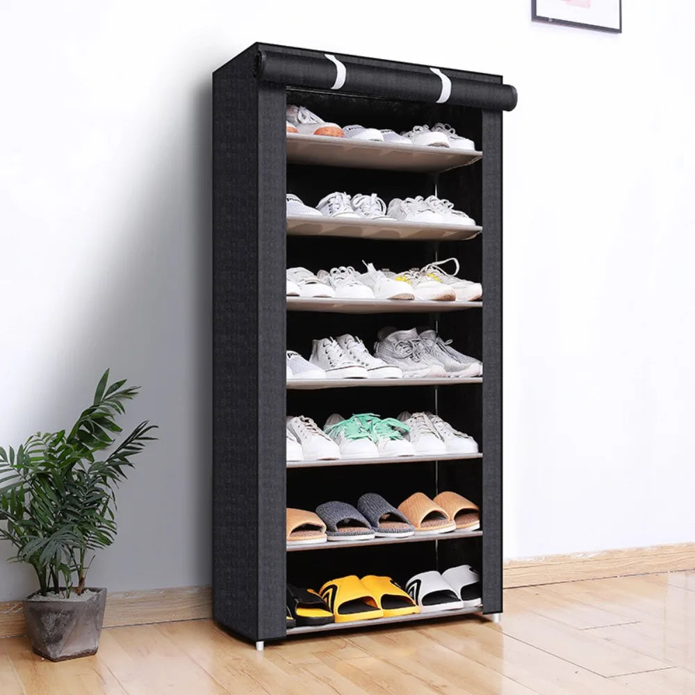 Space-Saving Dustproof Multilayer Shoe Rack for Compact Areas