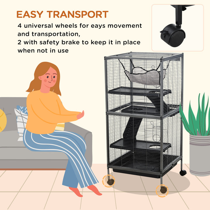Spacious pet cage with easy cleaning tray