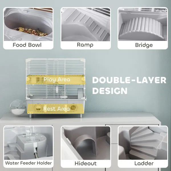 Spacious two level hamster habitat