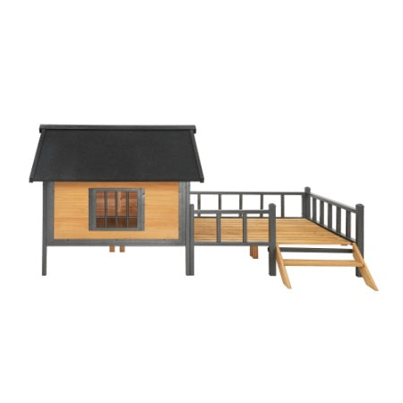 Spacious wooden dog shelter outdoor