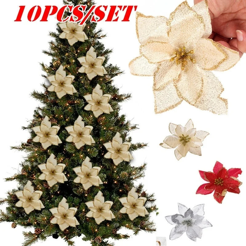 Sparkling poinsettia ornaments for holidays