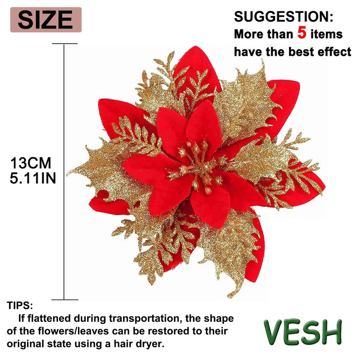 Sparkling poinsettias for holiday garlands