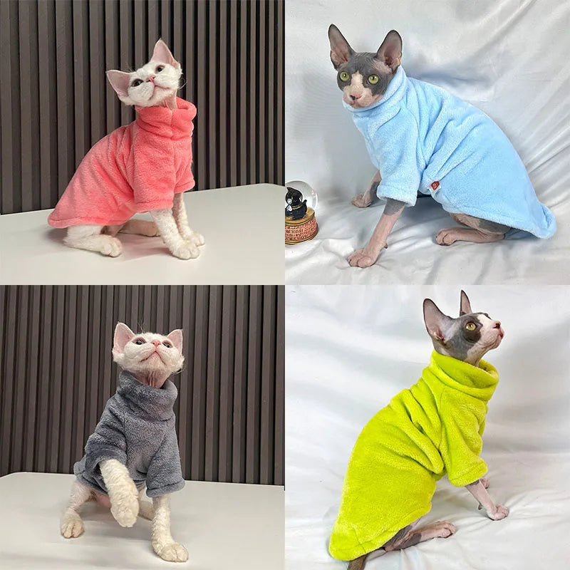 Sphynx Cat Winter Coat, Soft Turtleneck Sweater
