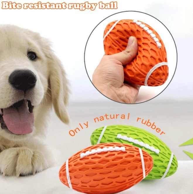 Squeaky rubber football toy for dogs