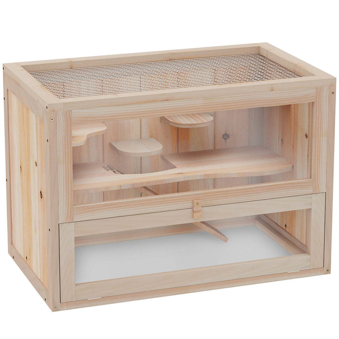 Stable wooden frame hamster habitat