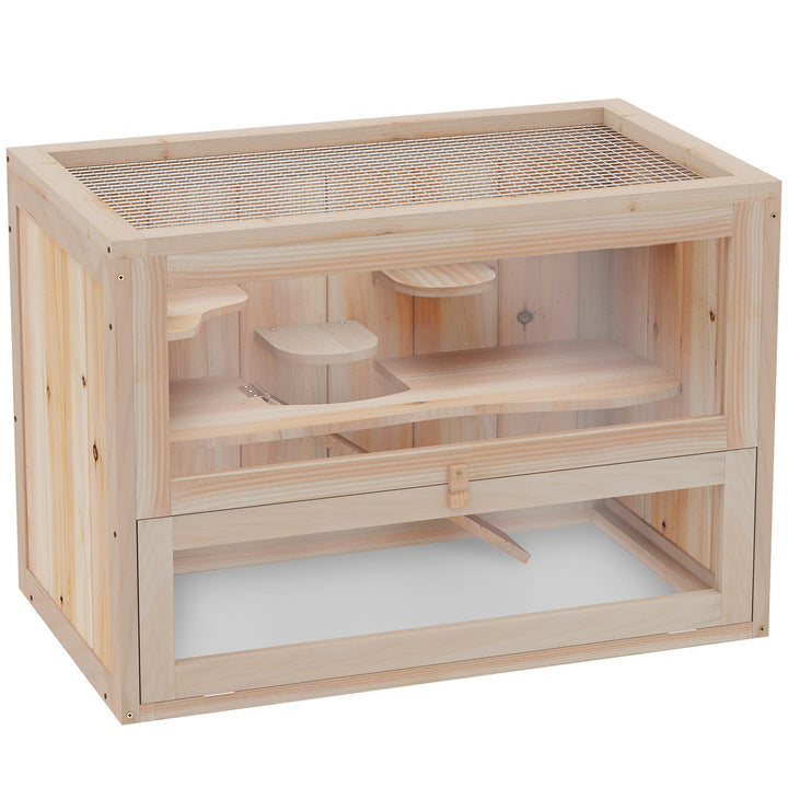 Stable wooden frame hamster habitat