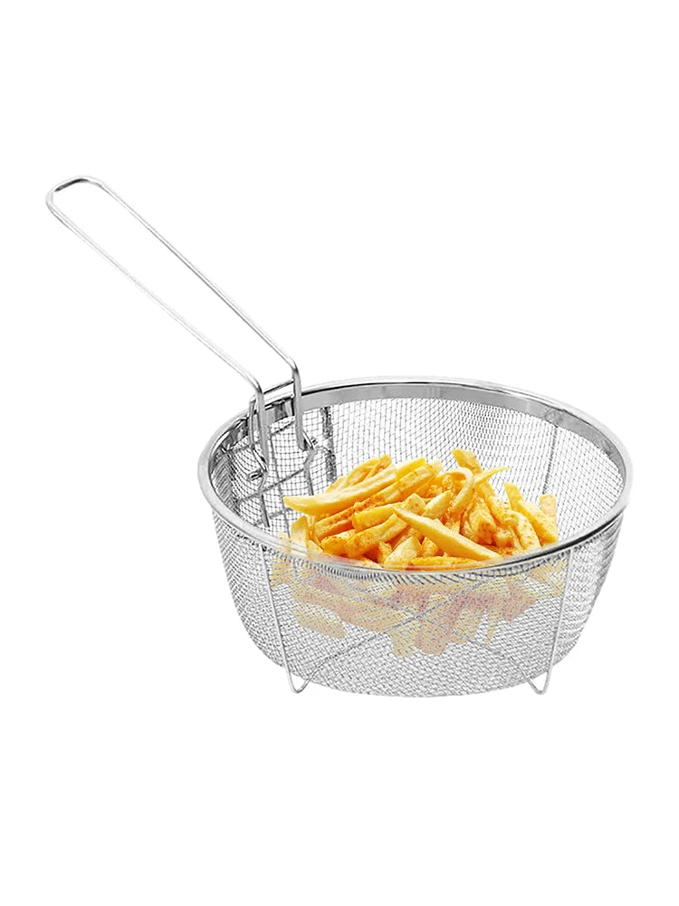 Stainless Steel Fry Basket with Strainer Design