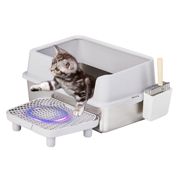 Stainless steel and plastic litter box grey by KLD The Shop