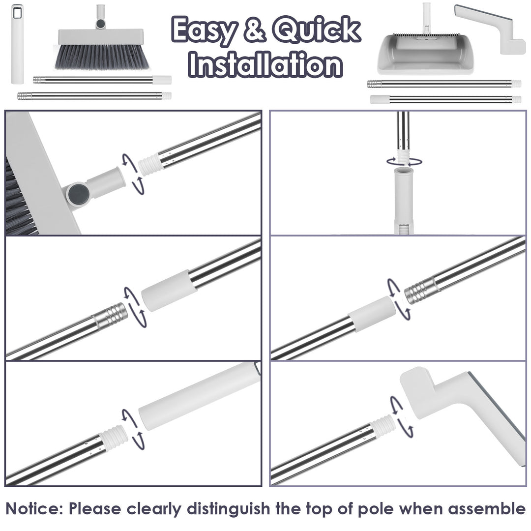 Stainless steel handle broom set