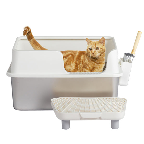 Stainless steel white cat litter box
