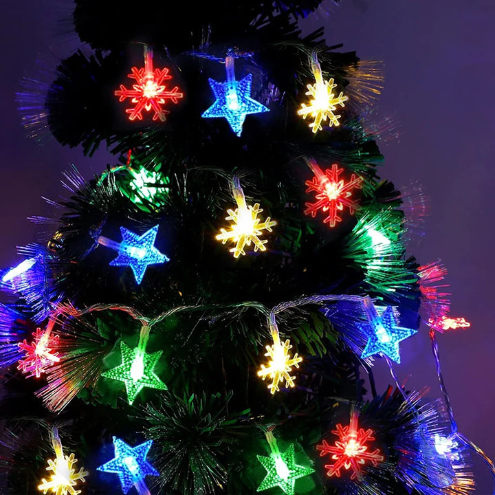 Star-shaped LED string lights for Christmas