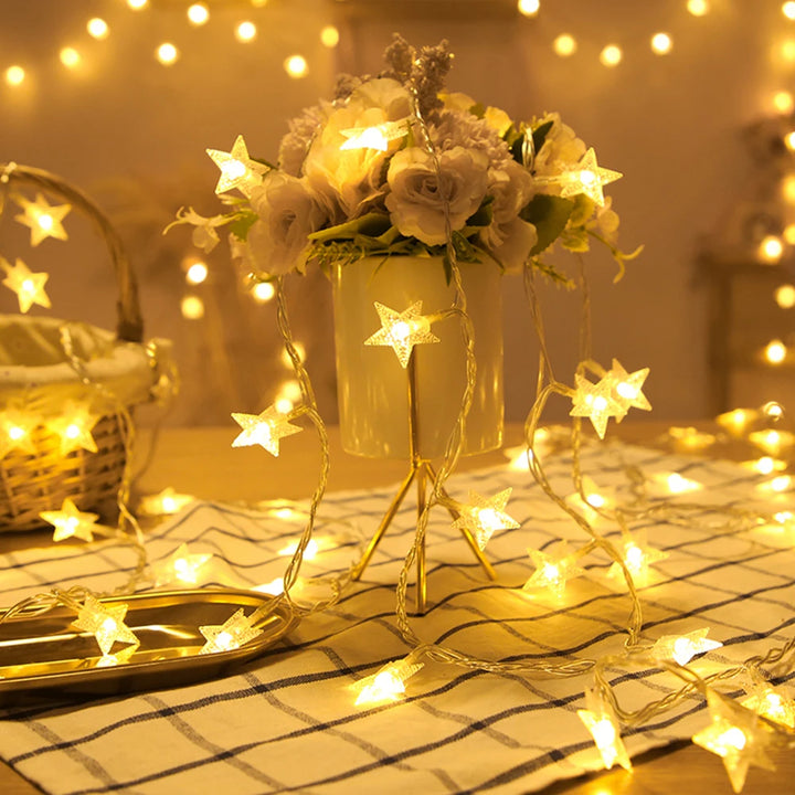 Star bulb string lights for garden