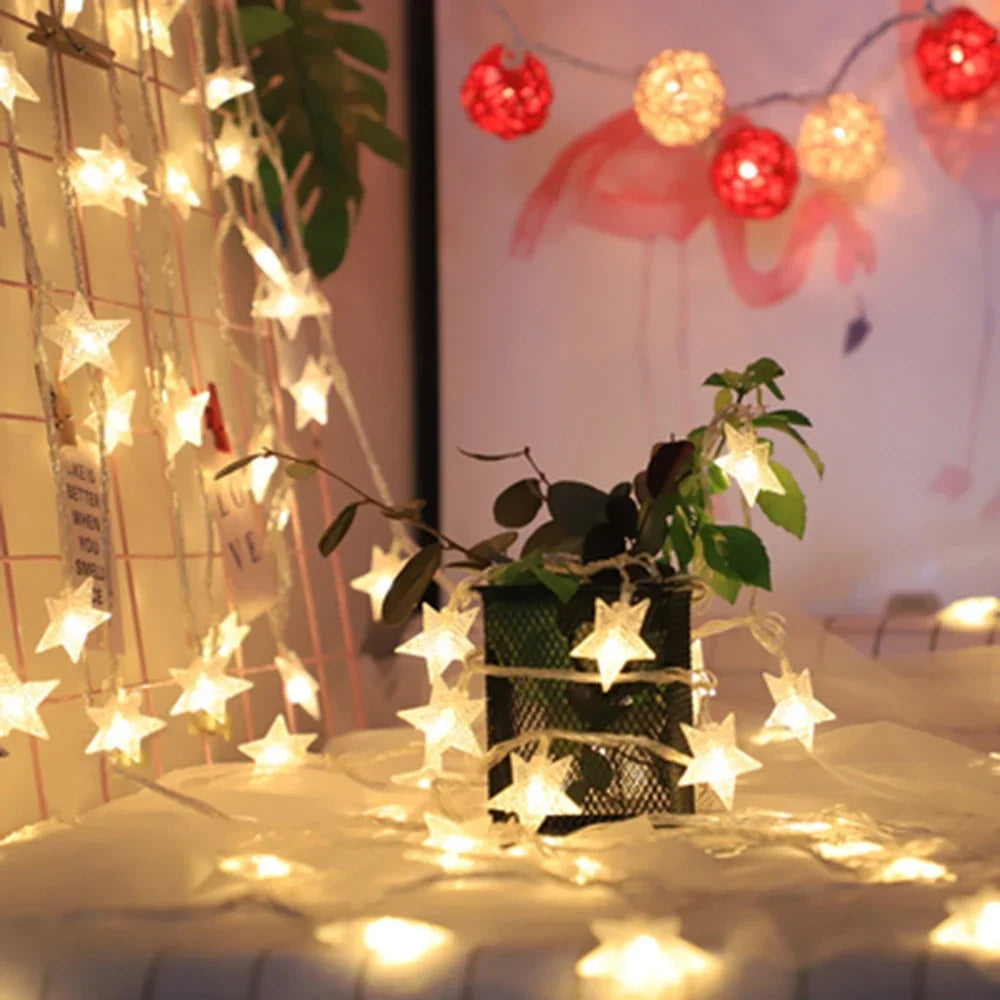 Star fairy lights on a Christmas