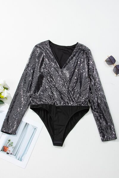 Statement Glitter Wrap Bodysuit
