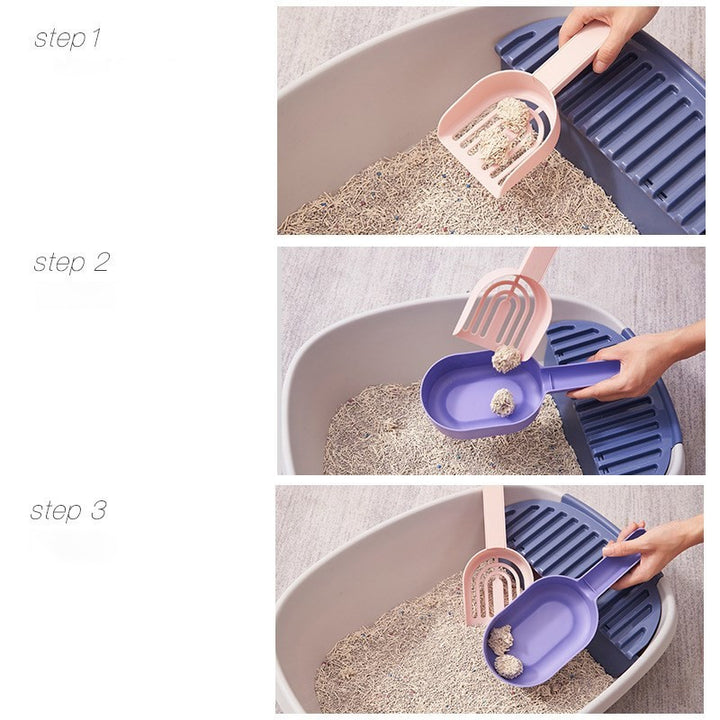 Step by step process of using a pet litter scoop