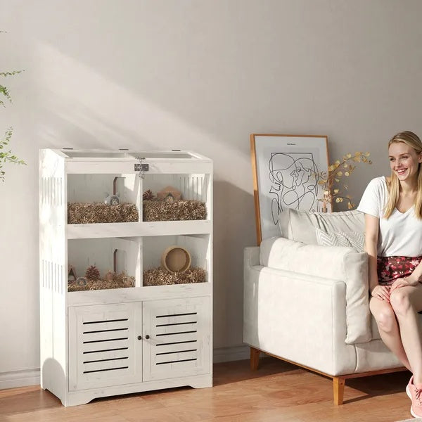 Storage cabinet hamster cage design