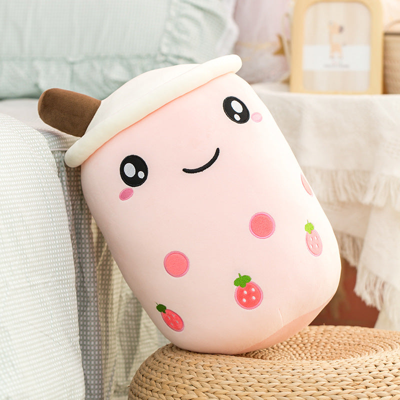 Strawberry Milk Tea Pillow Plush Toy