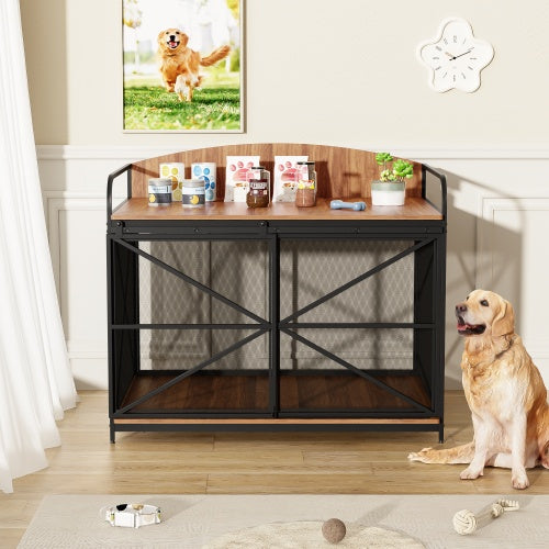 Sturdy wooden pet crate end table