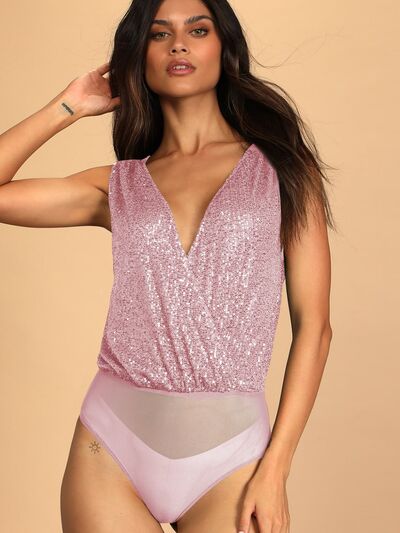 Stylish Sleeveless Sequin Bodysuit