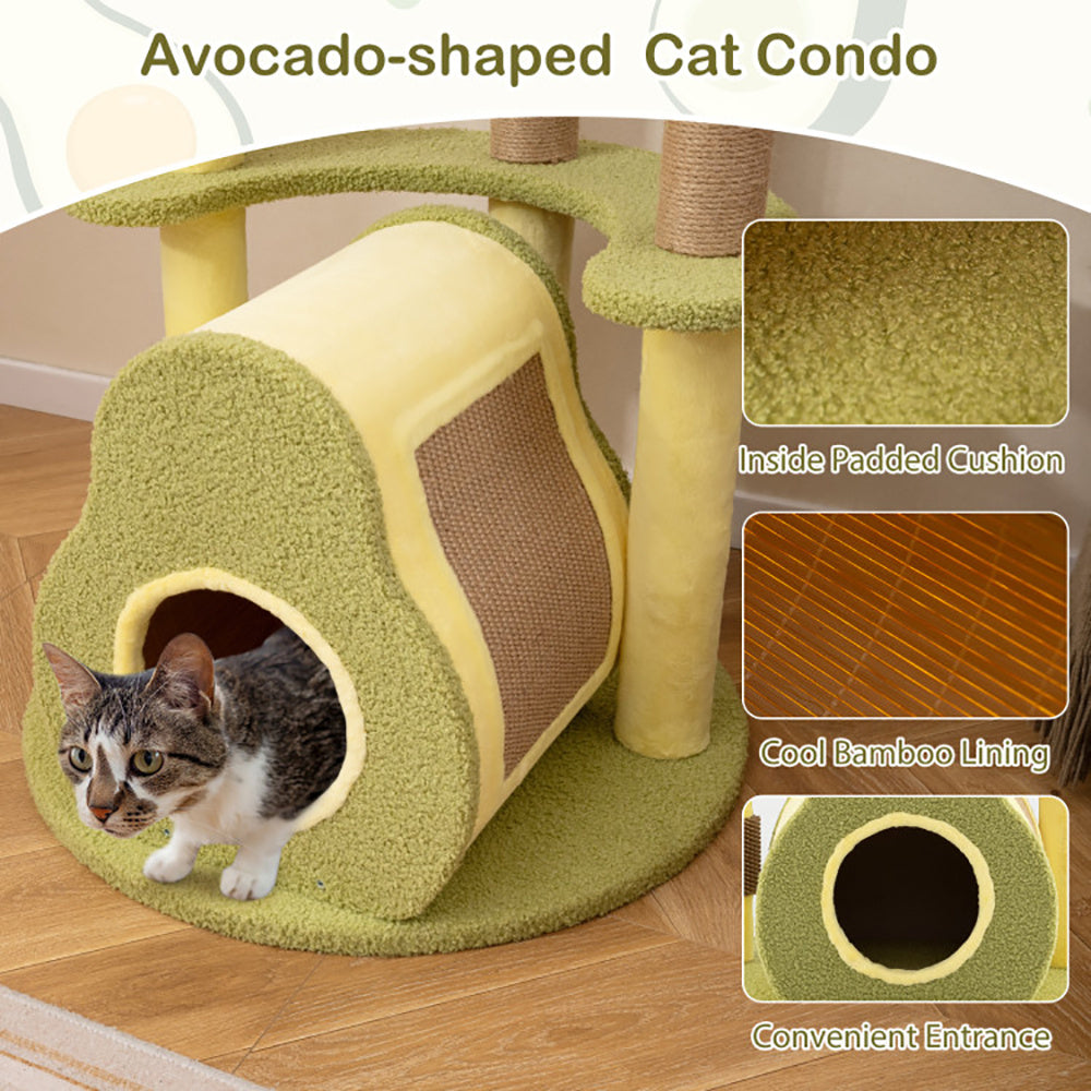 Stylish avocado cat tower for playful cats