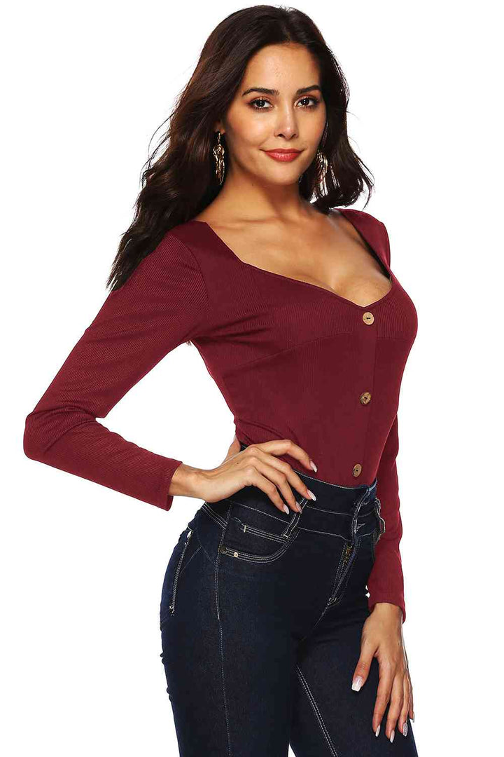 Stylish button-down long sleeve bodysuit