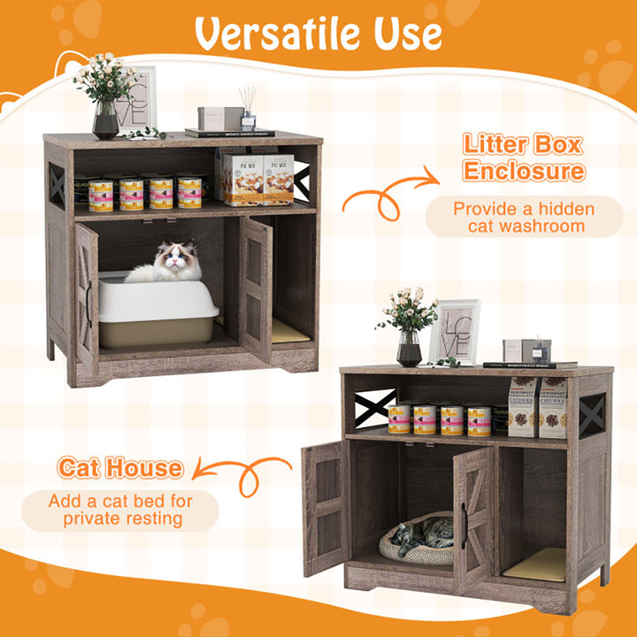 Stylish cat litter box furniture unit